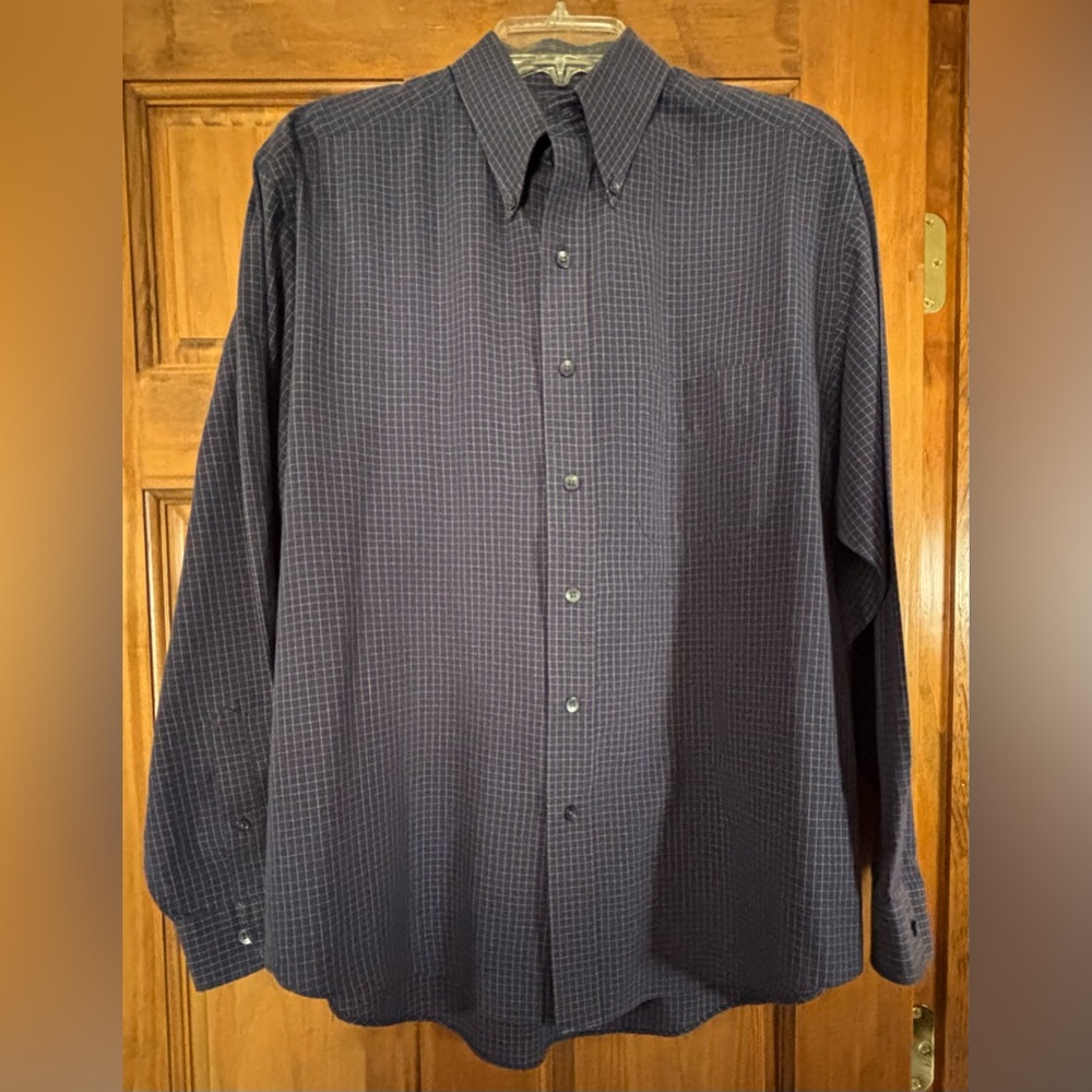 Van Heusen Men's Dark Blue Checkered Casual Shirt